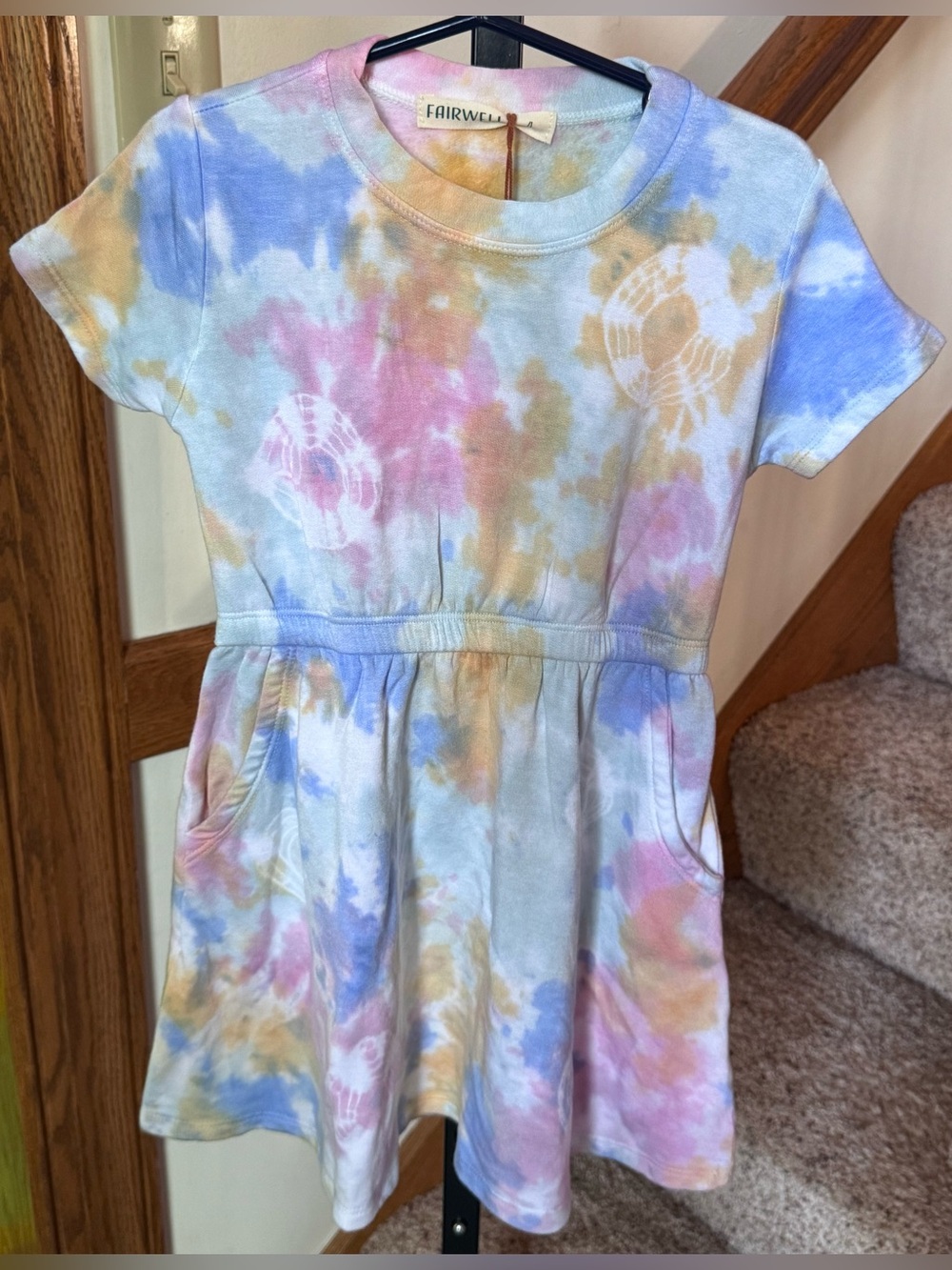 NWT Fairwell Sz. 4 Girls' Pastel Tie-Dye Short Sleeve Dress w/ Pockets
